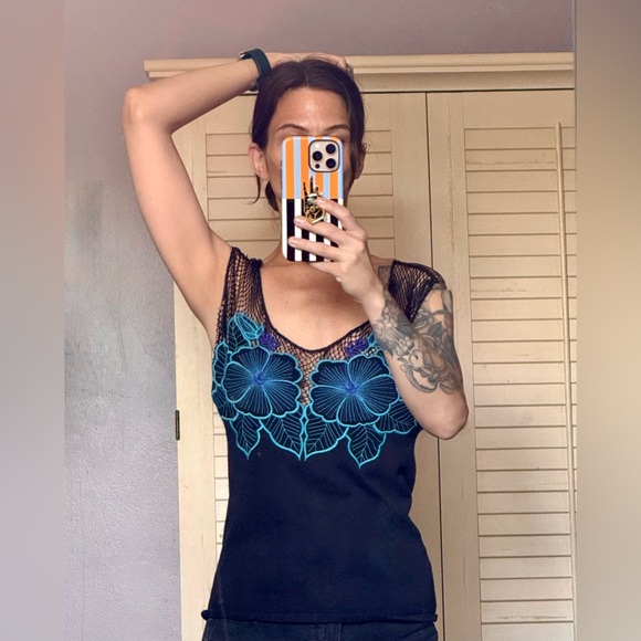 Anthropologie LUX Floral Embroidered Top - Picture 4 of 7